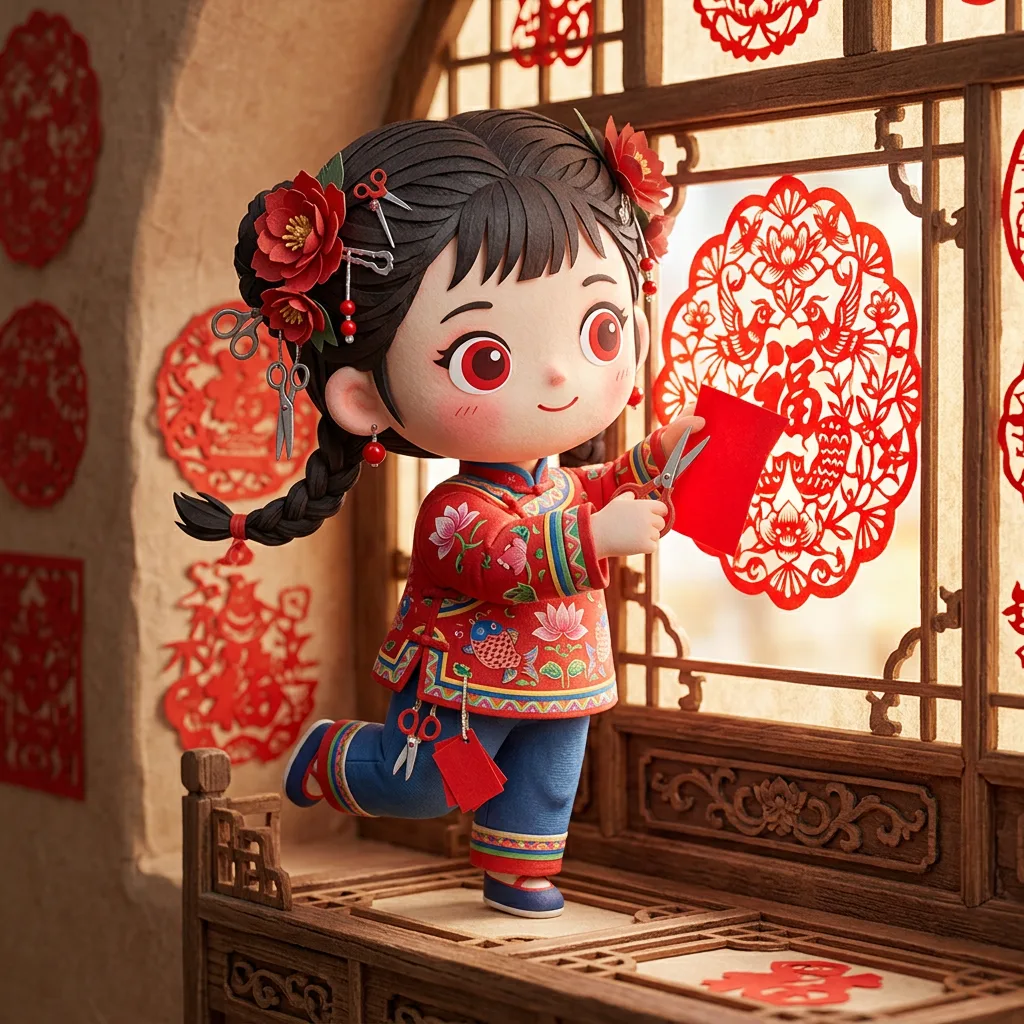 陕北剪纸·窗上生花 · 窗花北